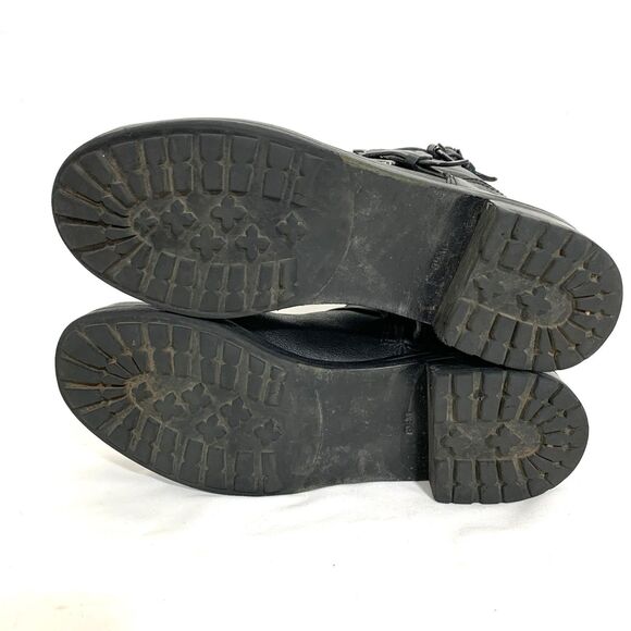 TORY BURCH LEATHER ANKLE BOOTIES BLACK ZIP-UP STRAP BUCKLE BOOTS SIZE 8.5 - Picture 12 of 15